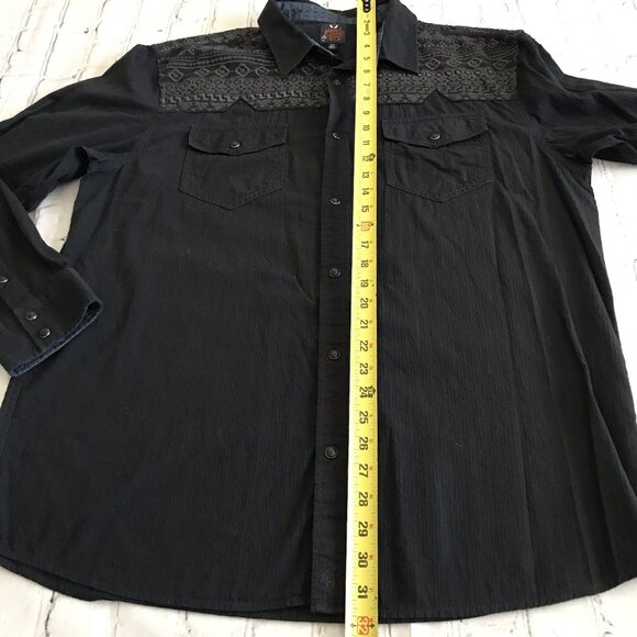 Moon Shine Spirit Embroidered Pearl Snap Shirt Men Size XL Western Button Up - Picture 8 of 8